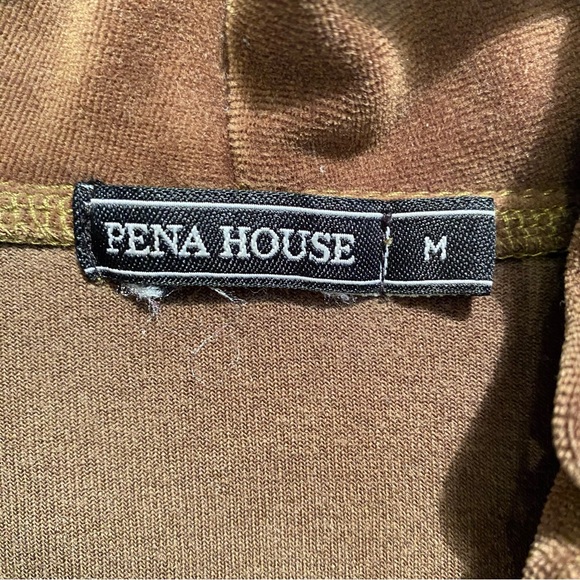 Pena House Long Sleeve Brown Velvet Ruffled Shrug Cropped Open Cardigan, Size M - Picture 4 of 8